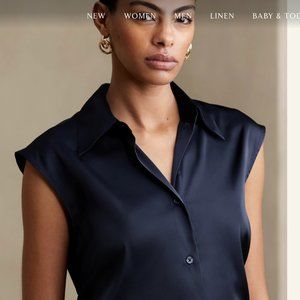 Banana Republic - Collared Blouse - Preppy Navy Size XXL